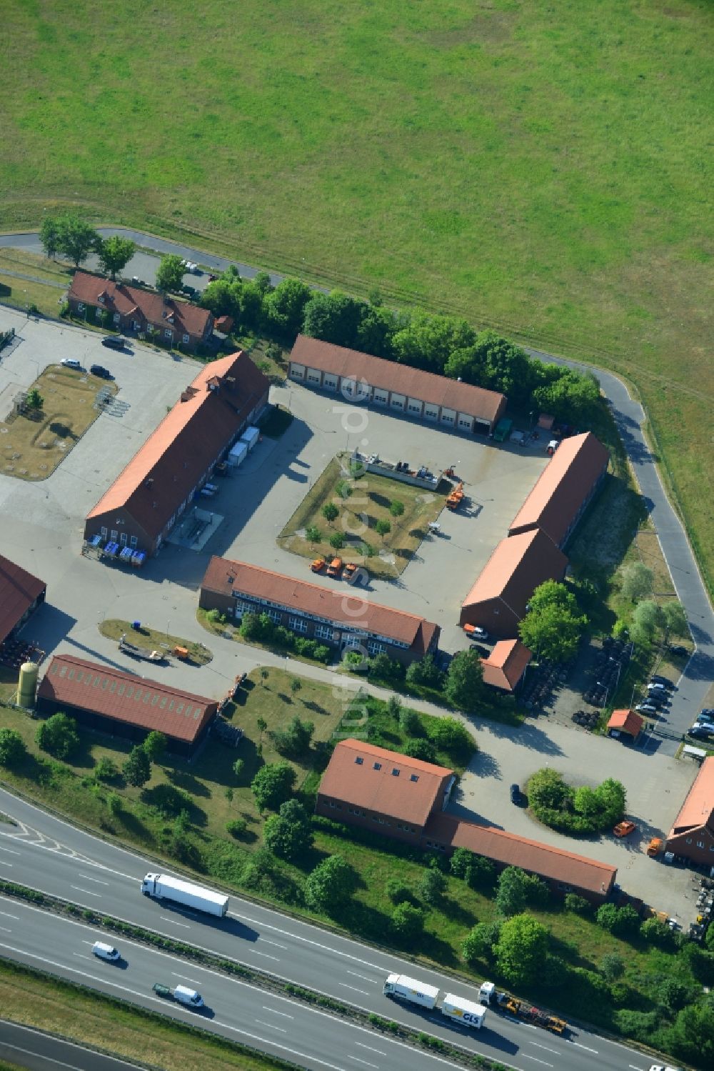 Rangsdorf von oben - Betriebshof der Autobahnmeisterei Rangsdorf in Rangsdorf im Bundesland Brandenburg