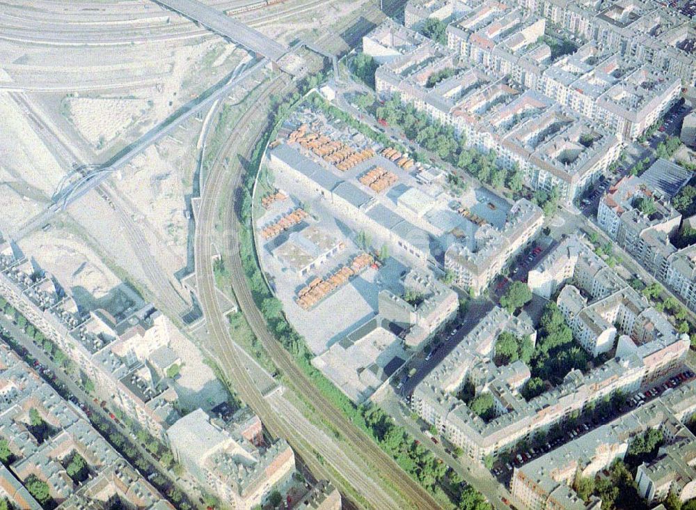 Luftaufnahme Berlin - Prenzlauer - Berg - Betriebshof der Berliner Stadtreinigungsbetriebe (A2) an der Malmöer Straße 26 b in 10439 Berlin (Tel.: 030-75921104).