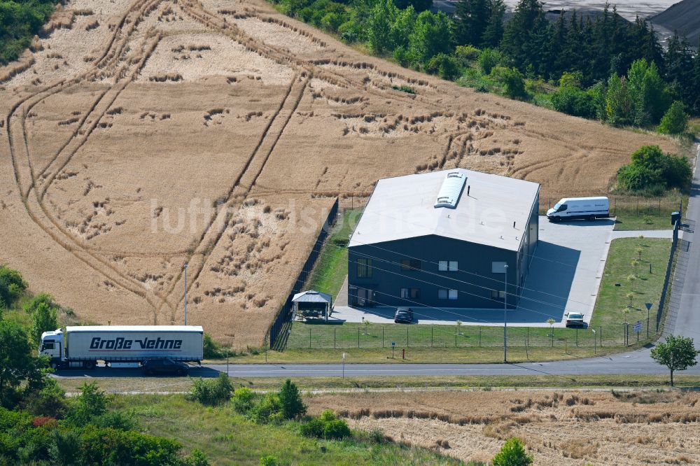 Delitzsch aus der Vogelperspektive: Betriebshof der BioVersal Deutschland GmbH in Delitzsch im Bundesland Sachsen, Deutschland