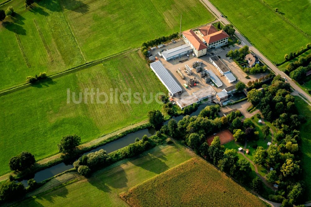 Luftaufnahme Rheinhausen - Betriebshof der Energieversorger Netze BW GmbH in Rheinhausen im Bundesland Baden-Württemberg, Deutschland