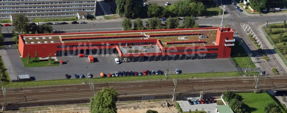 Dresden von oben - Betriebshof der Feuerwehr in Dresden im Bundesland Sachsen