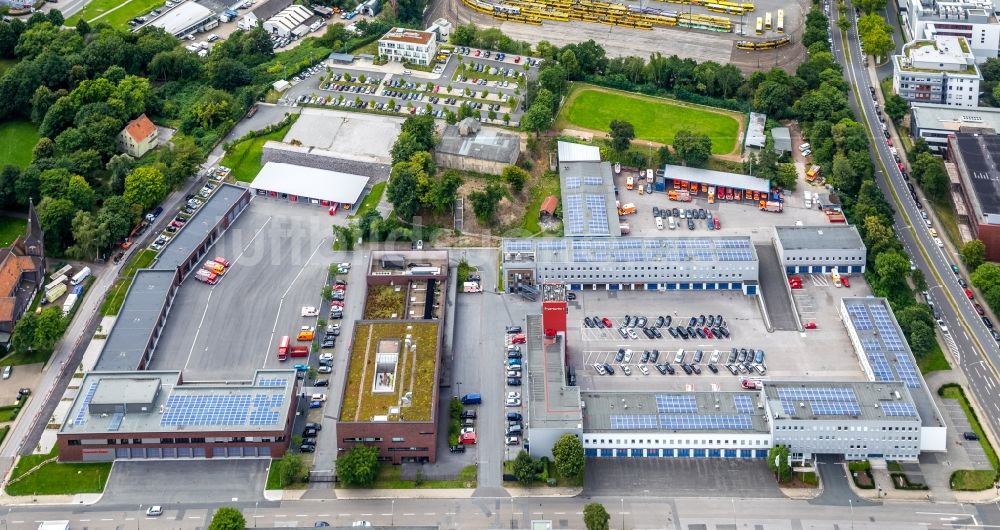 Essen aus der Vogelperspektive: Betriebshof der Feuerwehr in Essen im Bundesland Nordrhein-Westfalen - NRW, Deutschland