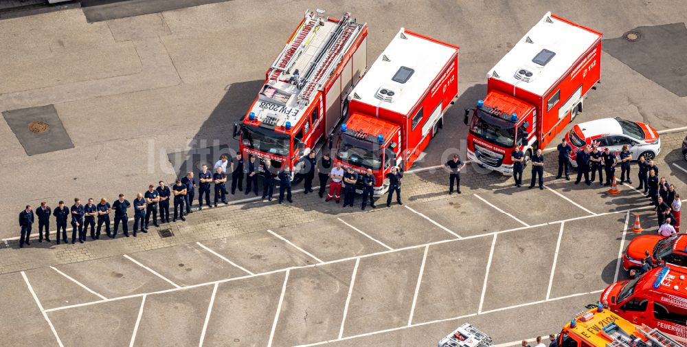 Luftaufnahme Essen - Betriebshof der Feuerwehr in Essen im Bundesland Nordrhein-Westfalen - NRW, Deutschland