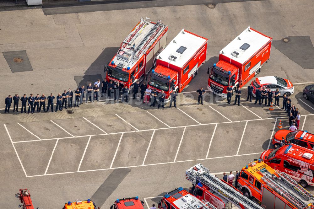 Luftaufnahme Essen - Betriebshof der Feuerwehr in Essen im Bundesland Nordrhein-Westfalen - NRW, Deutschland