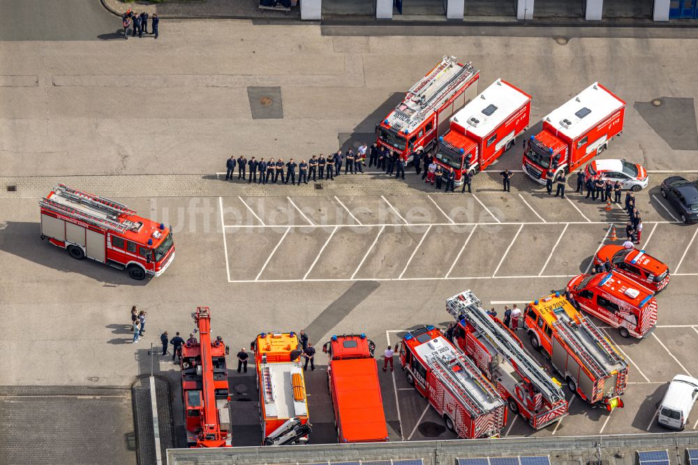 Essen von oben - Betriebshof der Feuerwehr in Essen im Bundesland Nordrhein-Westfalen - NRW, Deutschland