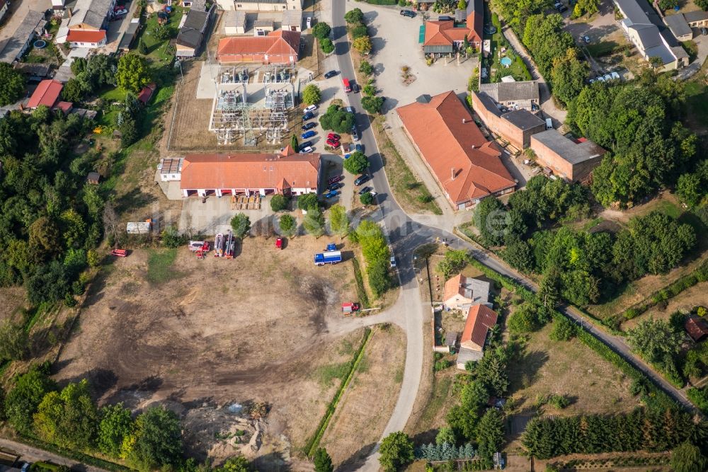 Treuenbrietzen von oben - Betriebshof der Feuerwehr in Treuenbrietzen im Bundesland Brandenburg, Deutschland