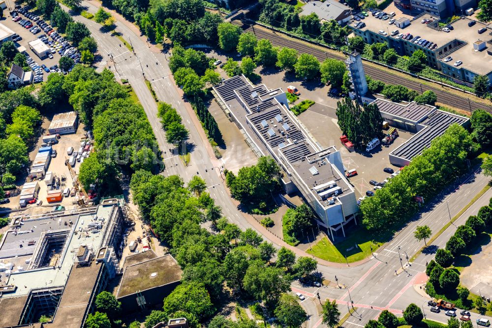 Recklinghausen von oben - Betriebshof der Feuerwehrwache in Recklinghausen im Bundesland Nordrhein-Westfalen, Deutschland