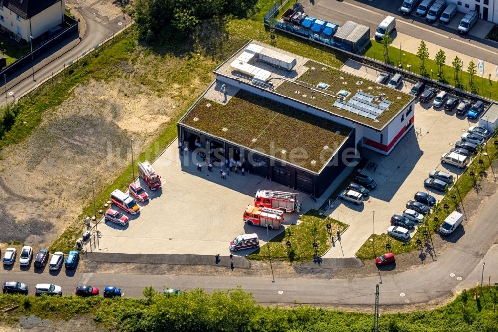 Witten von oben - Betriebshof der Feuerwehrwache in Witten im Bundesland Nordrhein-Westfalen, Deutschland