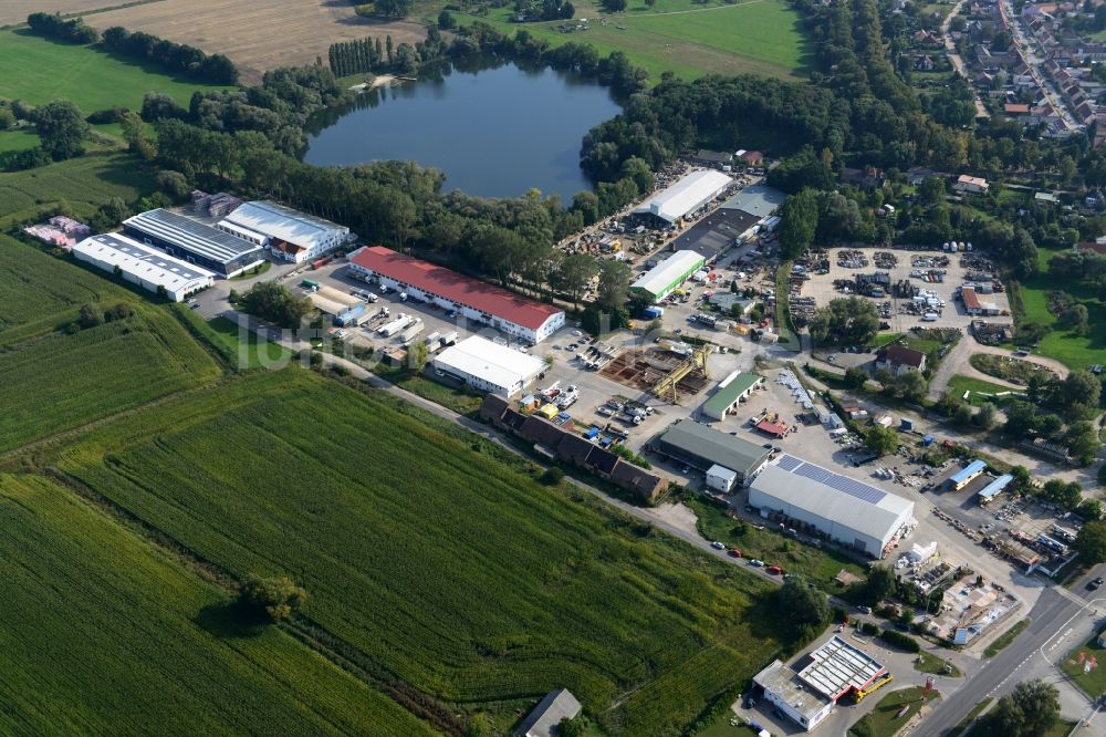 Mittenwalde von oben - Betriebshof mit Firmensitz der GAAC Commerz GmbH im Gewerbegebiet Mittenwalde im Bundesland Brandenburg