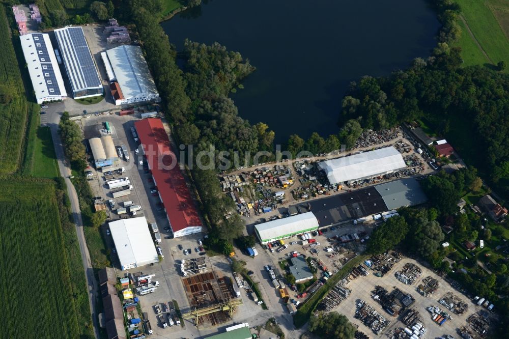 Mittenwalde von oben - Betriebshof mit Firmensitz der GAAC Commerz GmbH im Gewerbegebiet Mittenwalde im Bundesland Brandenburg