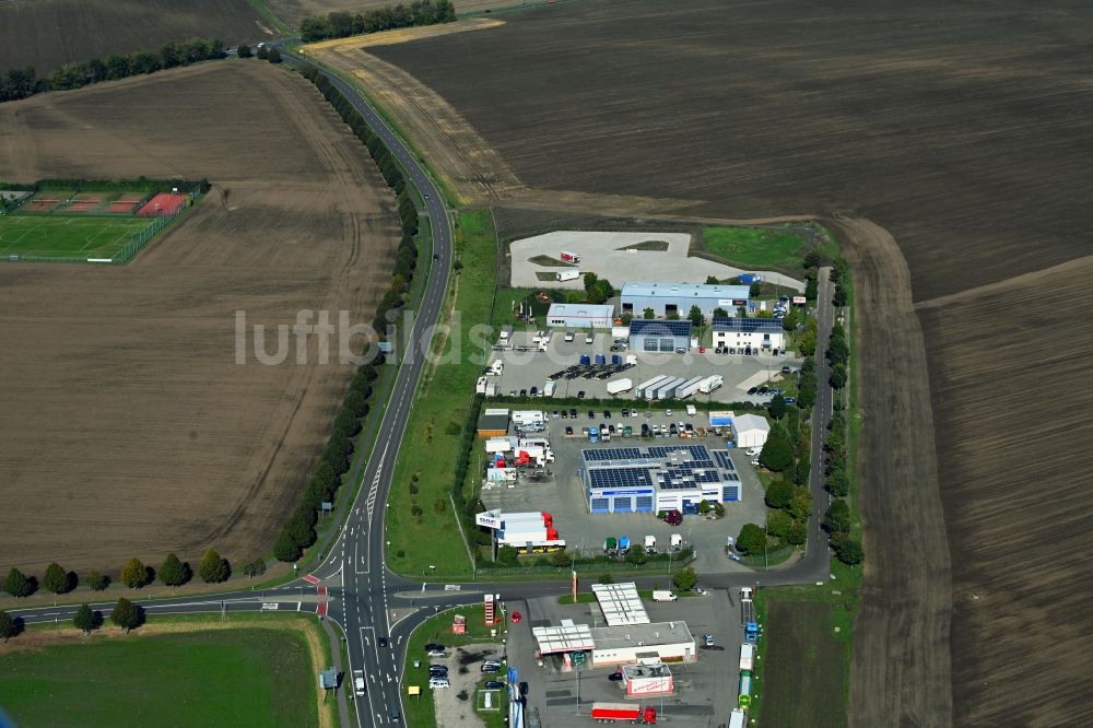 Barleben von oben - Betriebshof Meier Akademie GmbH in Barleben im Bundesland Sachsen-Anhalt, Deutschland