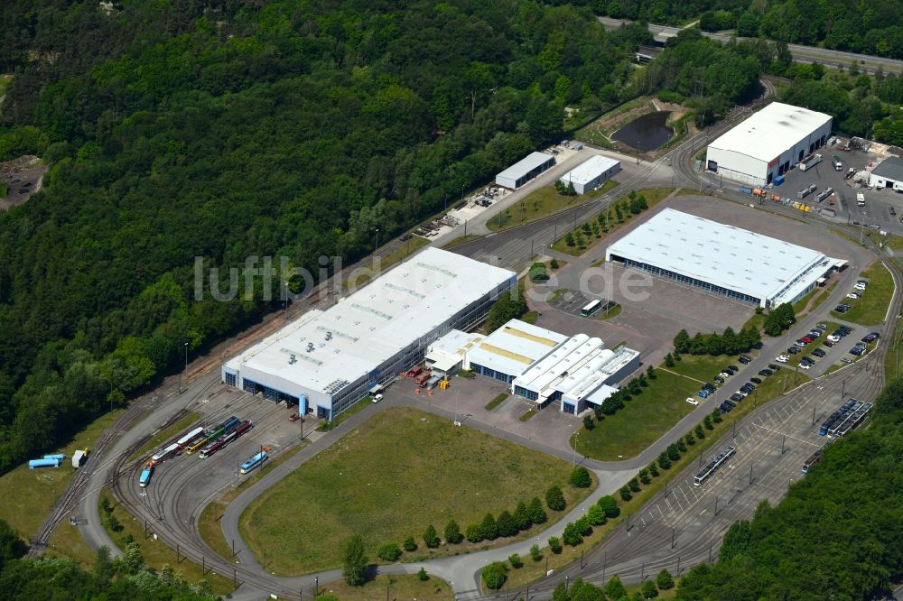 Luftaufnahme Schwerin - Betriebshof der Nahverkehr Schwerin GmbH in Schwerin im Bundesland Mecklenburg-Vorpommern, Deutschland