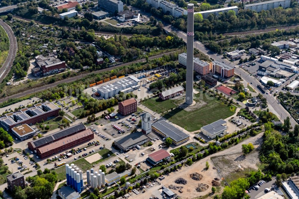 Leipzig aus der Vogelperspektive: Betriebshof der Netz Leipzig GmbH in Leipzig im Bundesland Sachsen, Deutschland