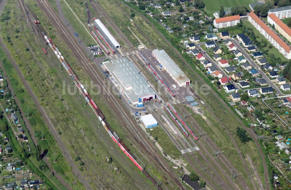 Magdeburg von oben - Betriebshof der DB-Regio Magdeburg im Bundesland Sachsen-Anhalt