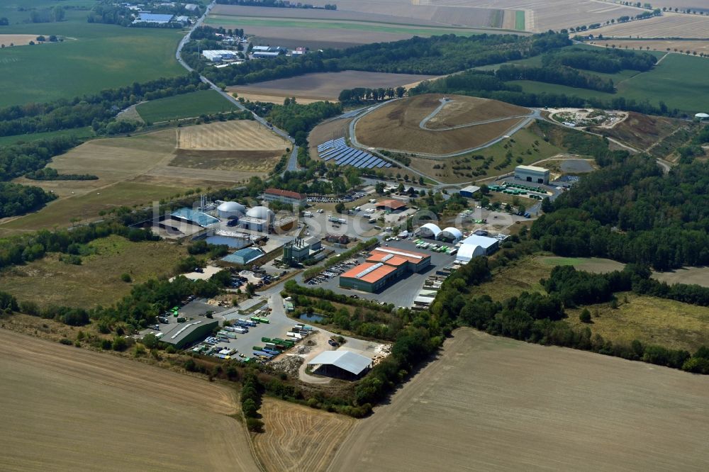 Niederau aus der Vogelperspektive: Betriebshof ZAOE - Wertstoffhof Gröbern in Niederau im Bundesland Sachsen, Deutschland