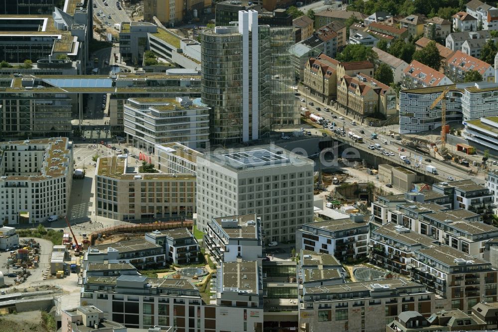 Luftaufnahme Stuttgart - Bibliotheks- Gebäude der Stadtbibliothek am Mailänder Platz in Stuttgart im Bundesland Baden-Württemberg