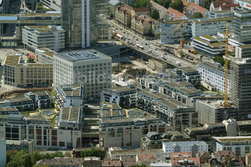 Stuttgart von oben - Bibliotheks- Gebäude der Stadtbibliothek am Mailänder Platz in Stuttgart im Bundesland Baden-Württemberg