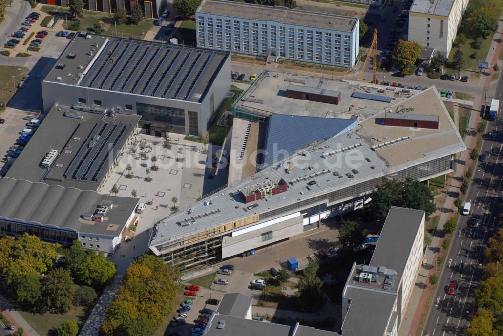 Magdeburg von oben - Bibliotheks-Neubau der TU-Magdeburg