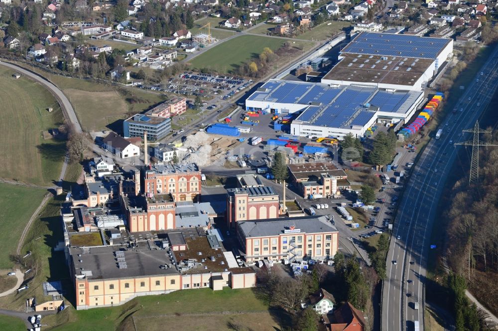 Rheinfelden aus der Vogelperspektive: Bierbrauerei- Werksgelände der Feldschlösschen - Brauerei in Rheinfelden im Kanton Aargau, Schweiz