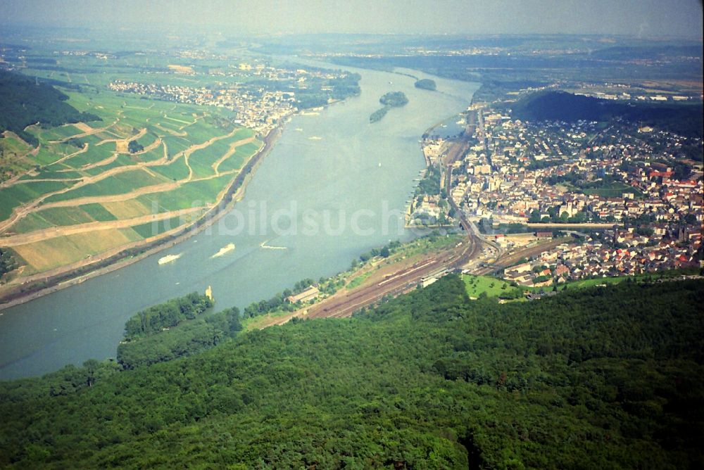 Bingen am Rhein von oben - Bingen am Ufer des Rhein im Bundesland Rheinland-Pfalz