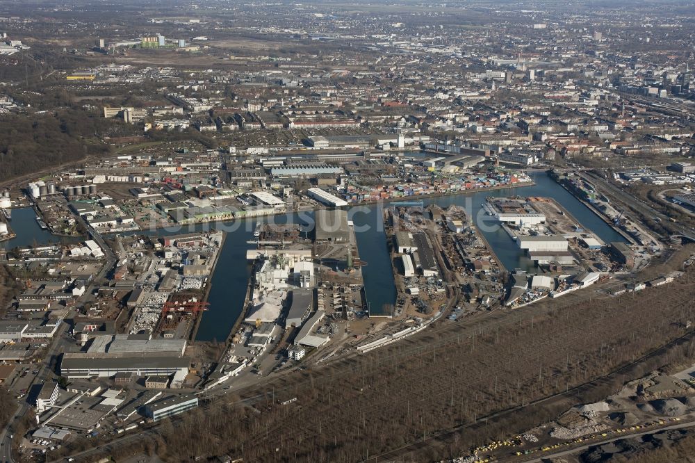 Luftaufnahme Dortmund - Binnenschiffahrtszentrum Dortmunder Hafen in Dortmund im Bundesland Nordrhein-Westfalen