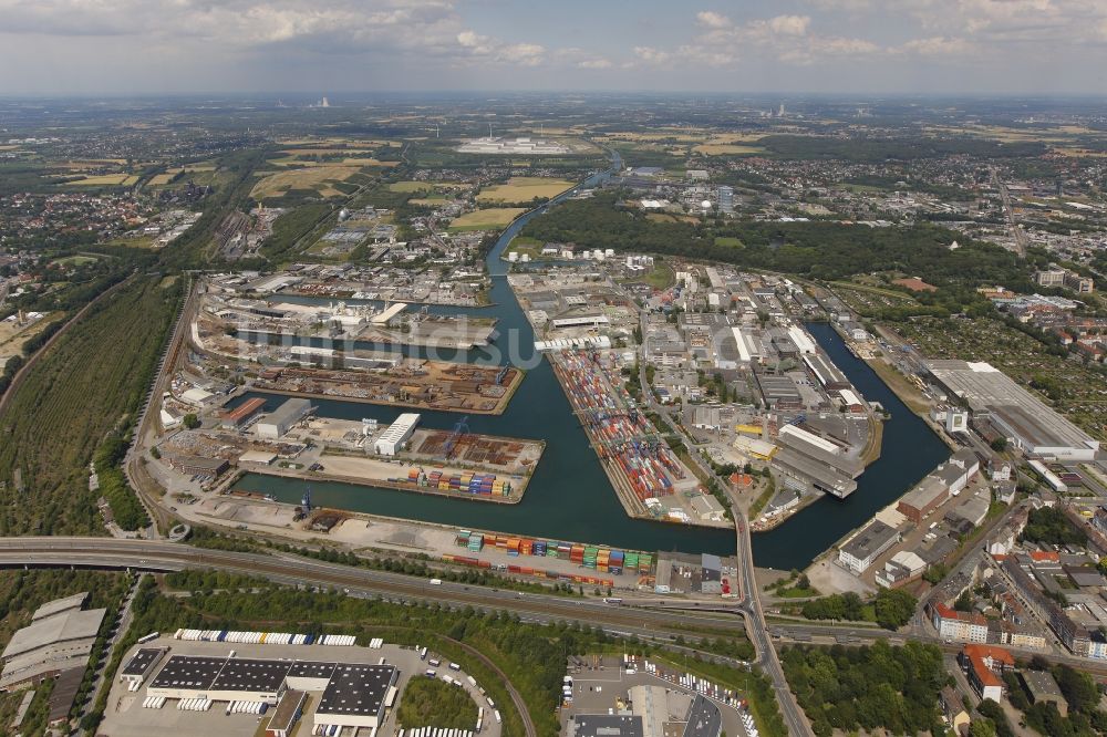 Luftaufnahme Dortmund - Binnenschiffahrtszentrum Dortmunder Hafen in Dortmund im Bundesland Nordrhein-Westfalen