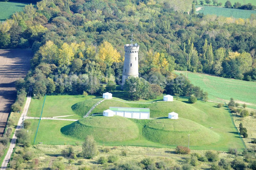 Calbe von oben - Bismarckturm auf dem Wartenberg bei Calbe in Sachsen-Anhalt