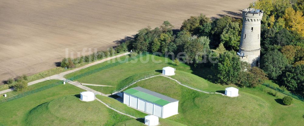 Luftaufnahme Calbe - Bismarckturm auf dem Wartenberg bei Calbe in Sachsen-Anhalt