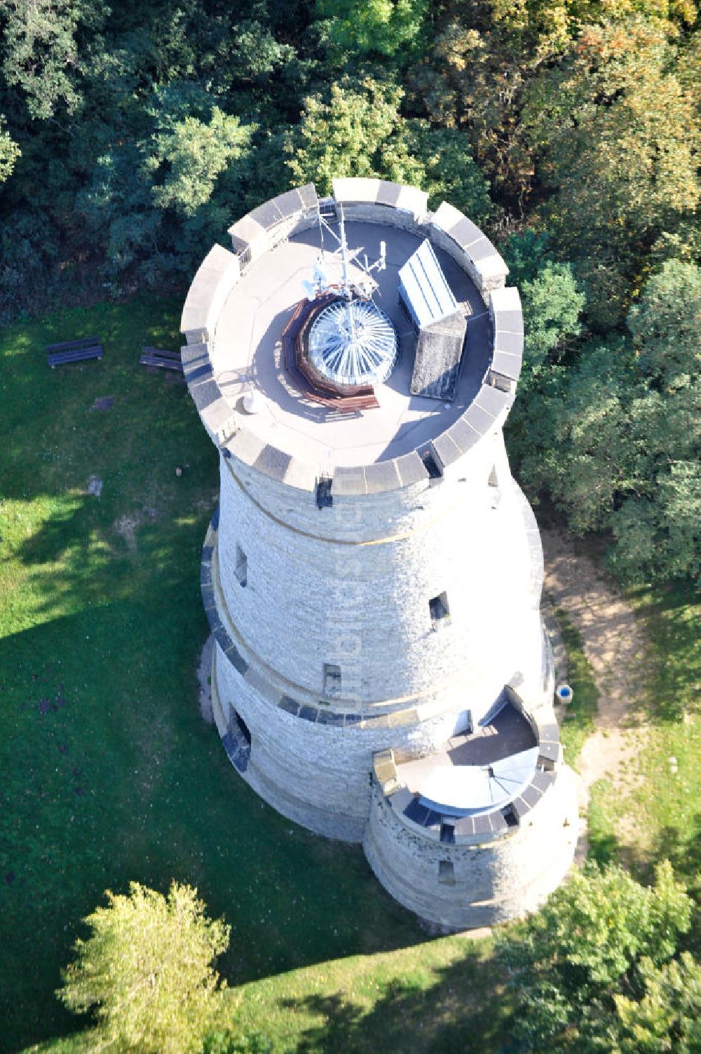 Luftaufnahme Calbe - Bismarckturm auf dem Wartenberg bei Calbe in Sachsen-Anhalt