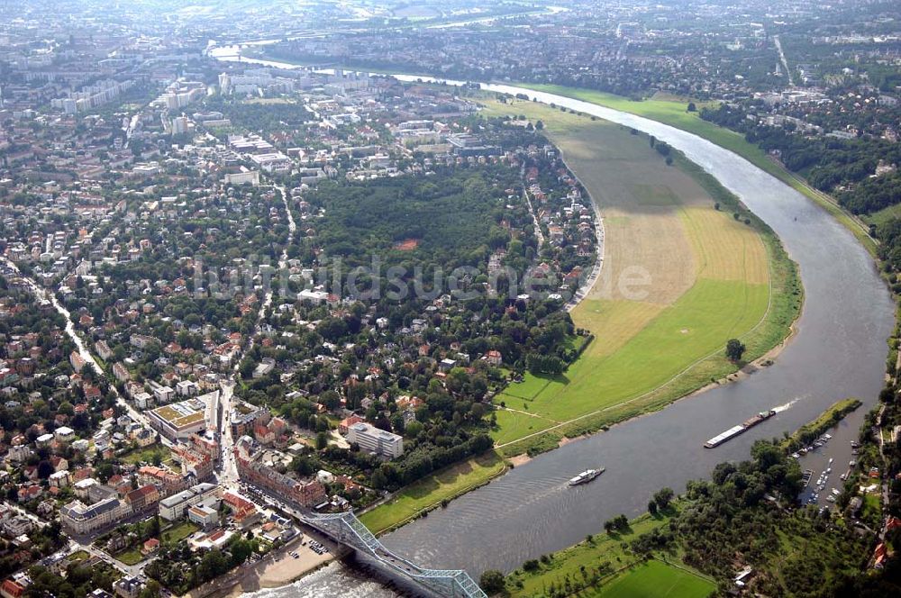 Dresden von oben - Blaues Wunder / Loschwitzer Brücke in Dresden