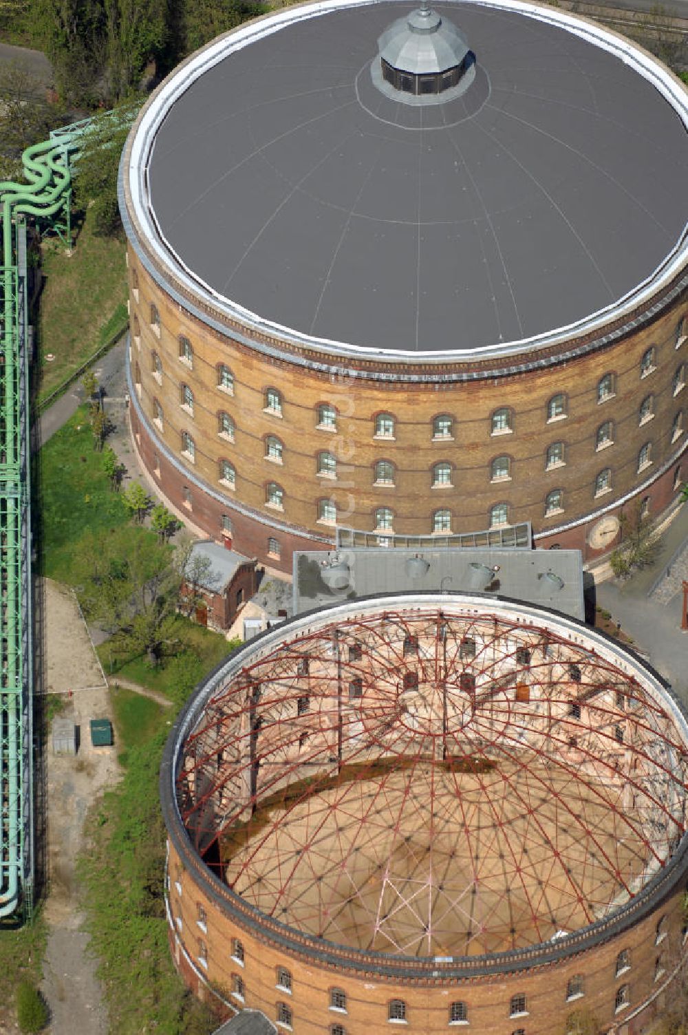 Leipzig von oben - Blick auf das alte Gasometer in Leipzig