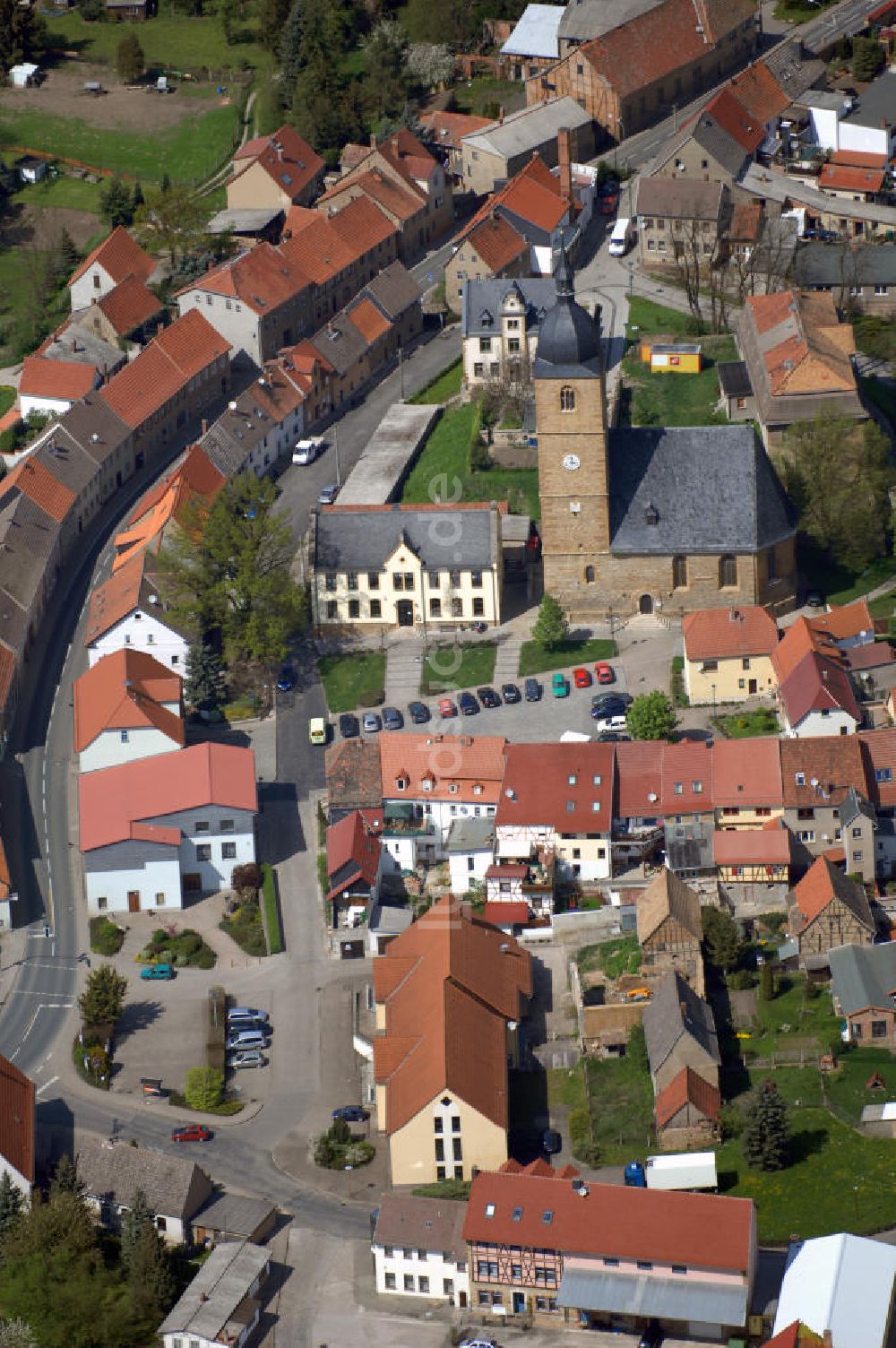 Luftbild Buttelstedt - Blick auf die Altstadt und die Kirche von Buttelstedt