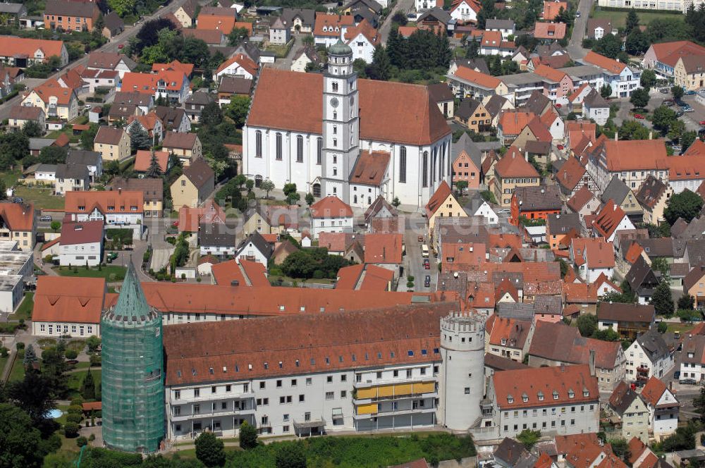 Lauingen von oben - Blick auf die Altstadt in Lauingen