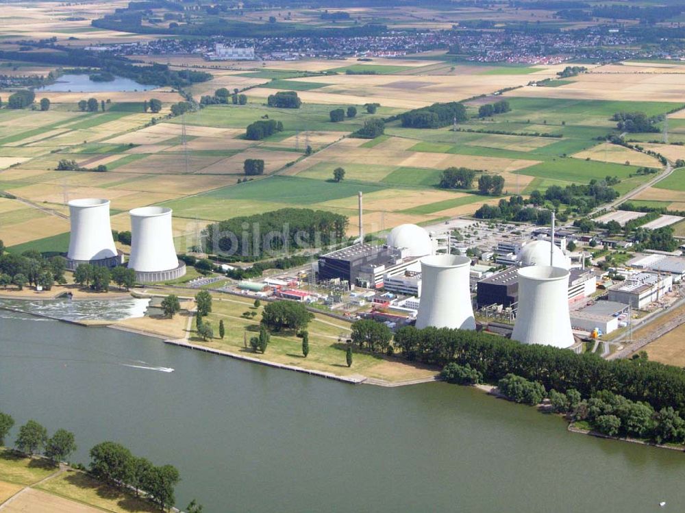 Röhrsweiler bei Hamm / Hessen von oben - Blick auf das Atomkraftwerk AKW Röhrsweiler am