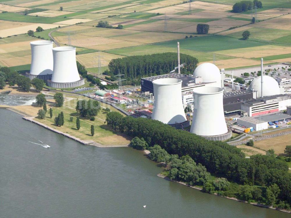 Röhrsweiler bei Hamm / Hessen aus der Vogelperspektive: Blick auf das Atomkraftwerk AKW Röhrsweiler am