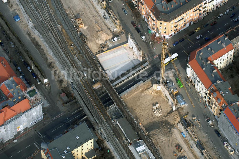 Berlin aus der Vogelperspektive: Blick auf den Um- und Ausbau des S-Bahnhofes Berlin-Baumschulenweg