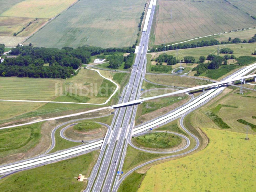 Luftbild Erfurt / Thüringen - Blick auf das Autobahnkreuz Erfurt-Süd.