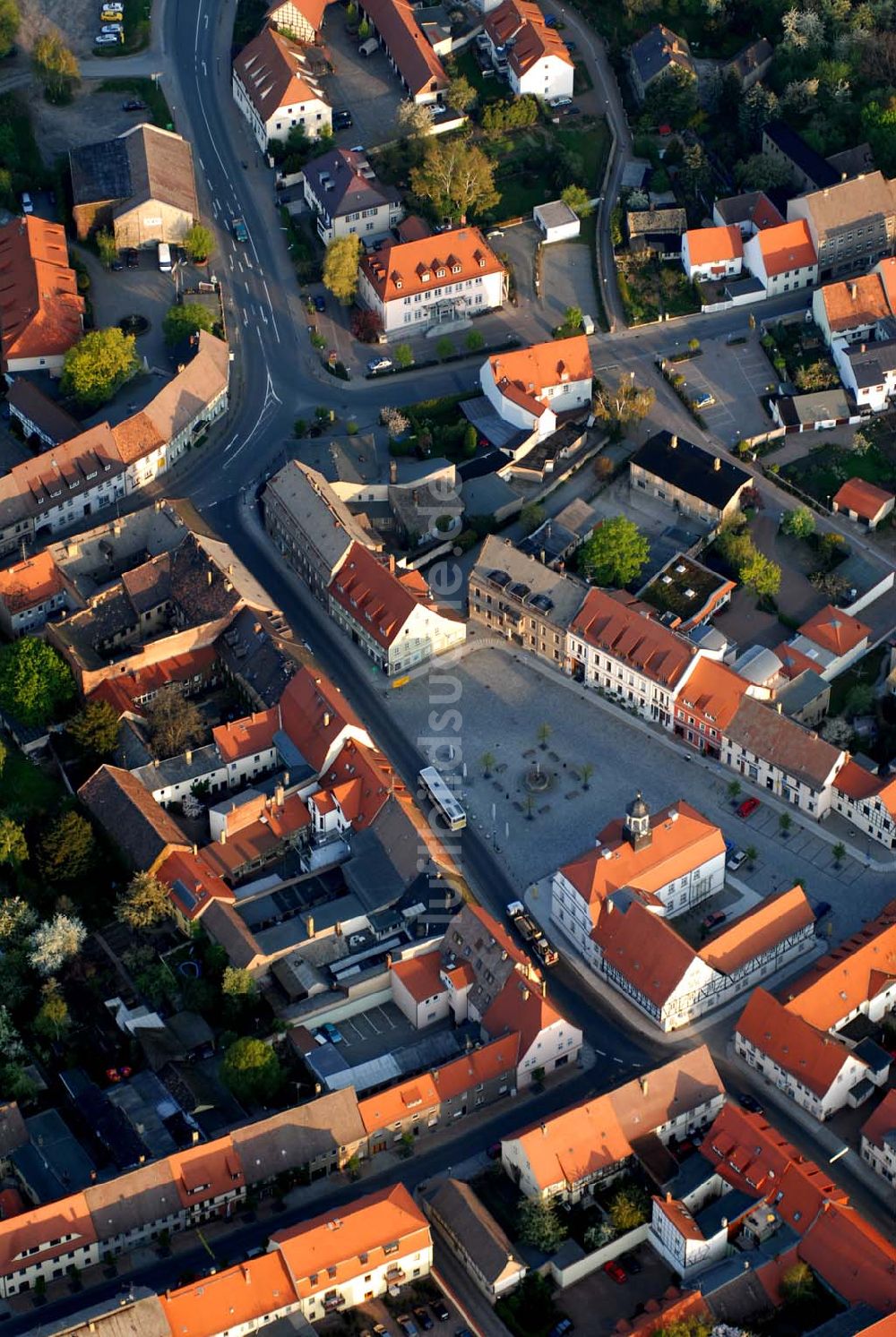 Bad Düben aus der Vogelperspektive: Blick auf den Bad Dübener Markt