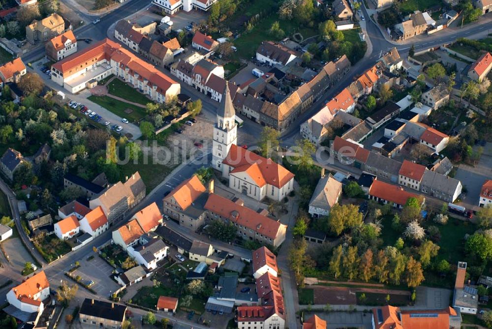 Luftbild Bad Düben - Blick auf die Bad Dübener Stadtkirche St. Nikolai