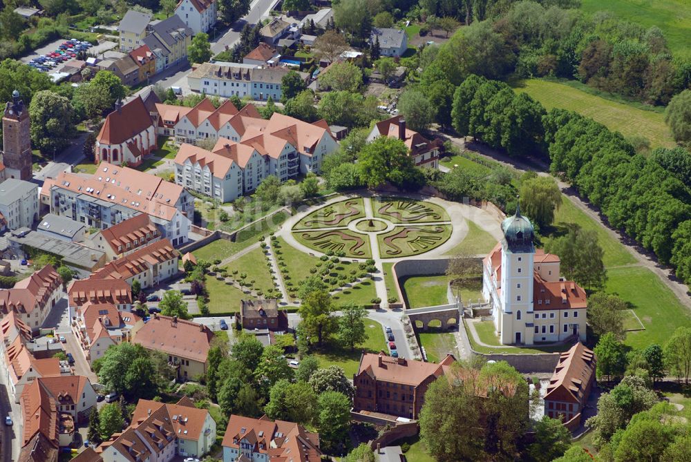 Delitzsch von oben - Blick auf das Barockschloß Delitzsch.