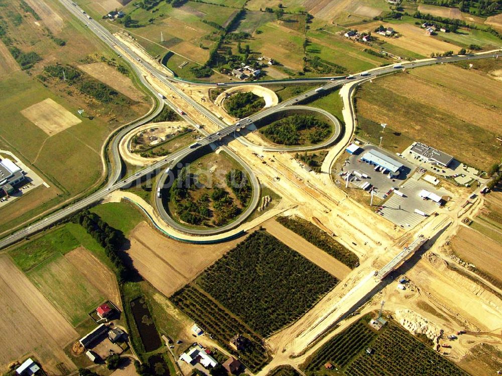 Luftaufnahme Konin - Blick auf den Bau eines Autobahnkreuzes der A2