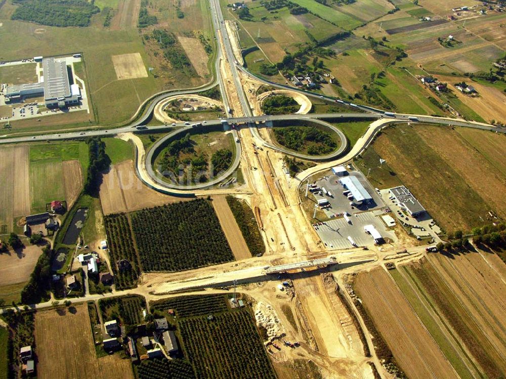 Konin von oben - Blick auf den Bau eines Autobahnkreuzes der A2