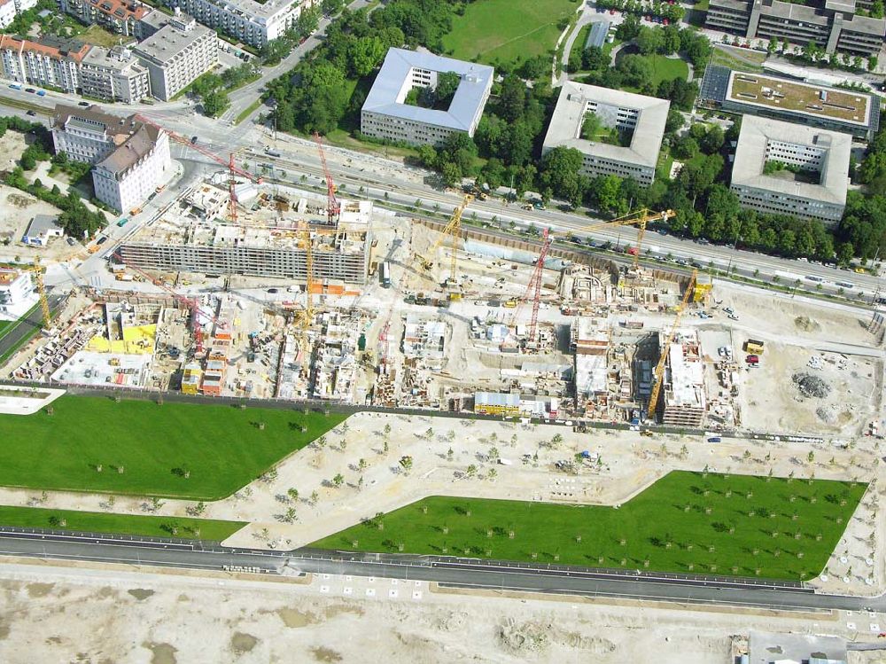 Luftbild München / Bayern - Blick auf das Baugelände des Wohngebietes Arnulfpar