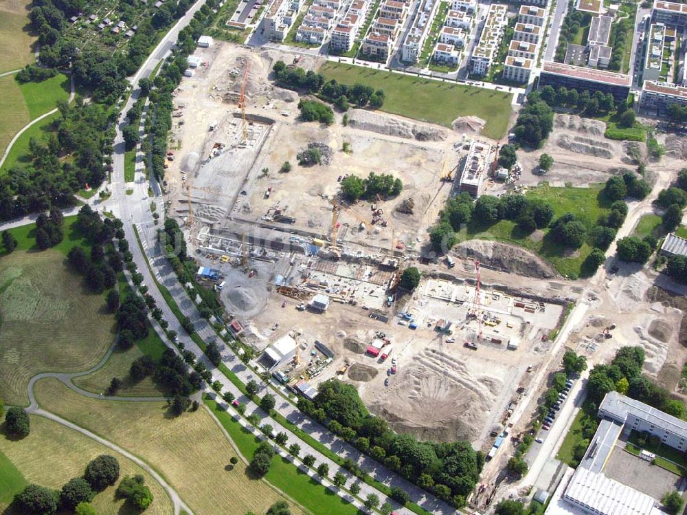 München / Bayern aus der Vogelperspektive: Blick auf das Baugelände des Wohngebietes Olympiapark