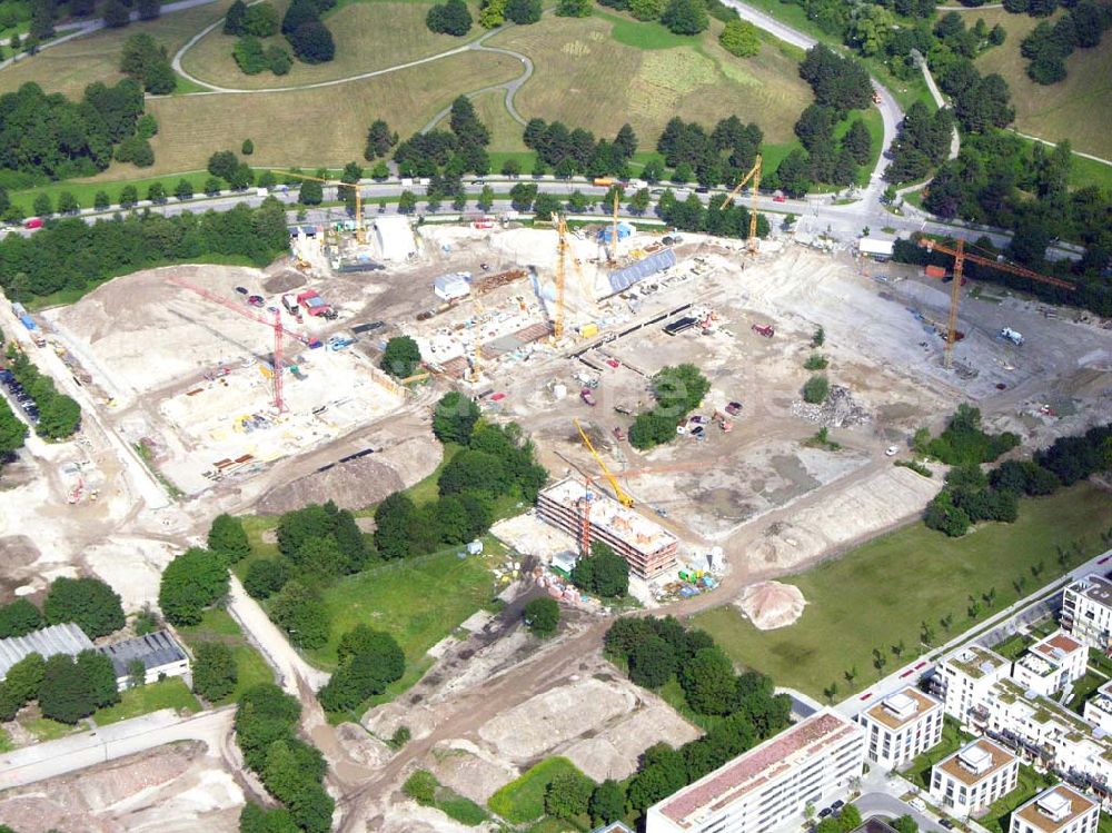 München / Bayern von oben - Blick auf das Baugelände des Wohngebietes Olympiapark