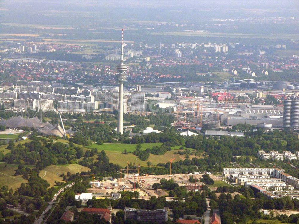 München / Bayern von oben - Blick auf das Baugelände des Wohngebietes Olympiapark