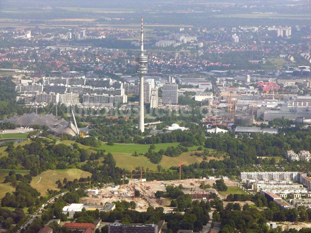 München / Bayern aus der Vogelperspektive: Blick auf das Baugelände des Wohngebietes Olympiapark