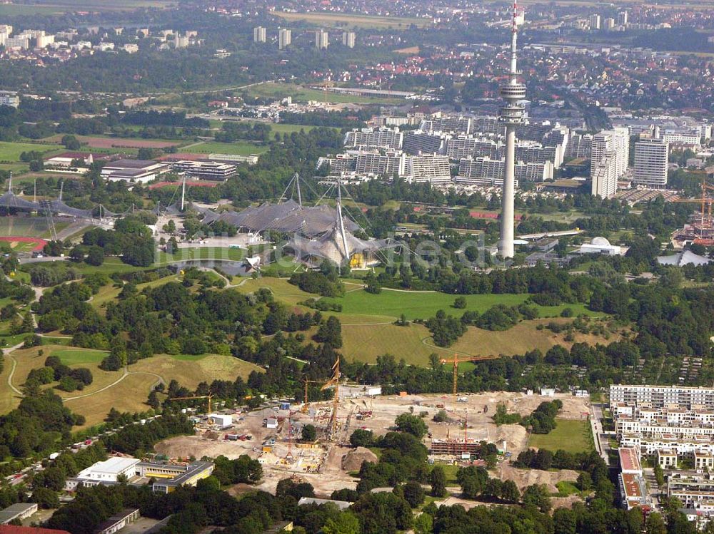 München / Bayern von oben - Blick auf das Baugelände des Wohngebietes Olympiapark