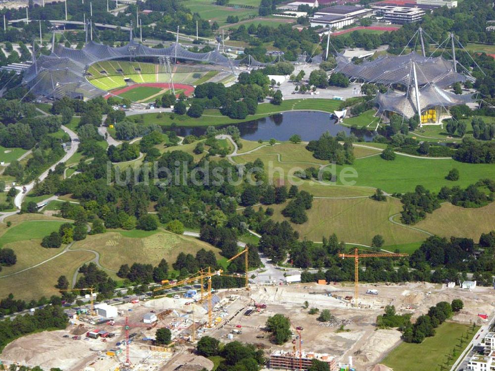 München / Bayern von oben - Blick auf das Baugelände des Wohngebietes Olympiapark