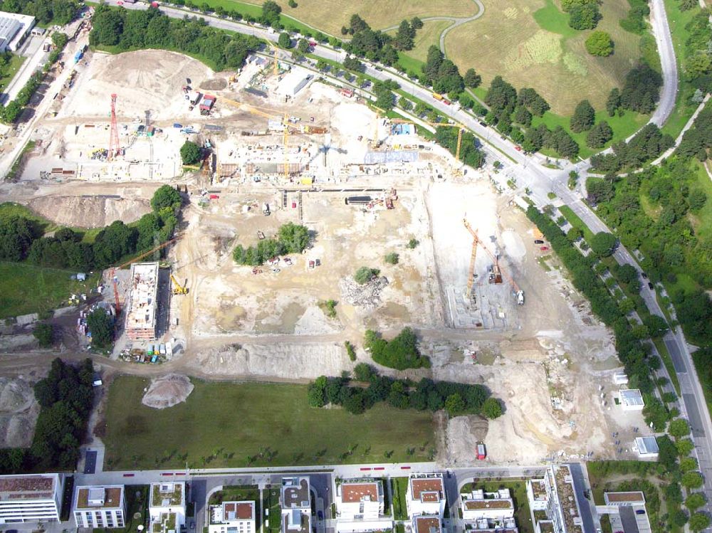 München / Bayern von oben - Blick auf das Baugelände des Wohngebietes Olympiapark